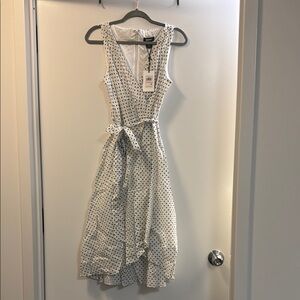 Dkny white/black Scoop Neck Sleeveless Midi Sundress